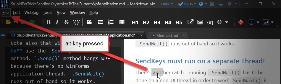 WebView2 Alt Key Forwarding