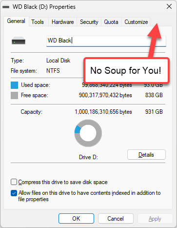 No Sharing Tab