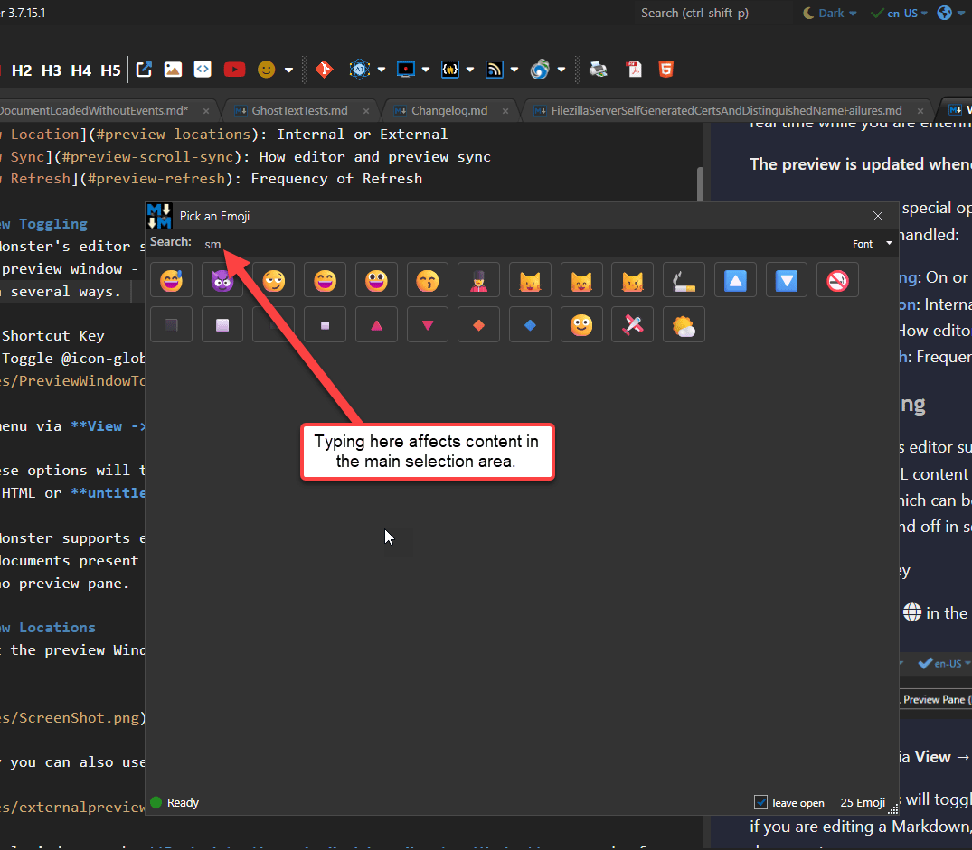 Emoji Picker Dialog with WebView display for selection